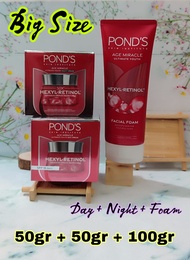 Paket Hemat Besar PONDS Age Miracle Retinol Day Cream 50g + Night Cream 50g + Facial Foam 100g - Pon