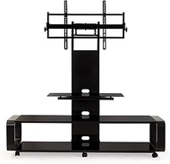 TransDeco Curved Wood TV Stand with mount for 35 to 85 inch TV Black