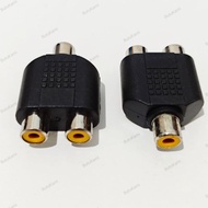 T RCA Socket to RCA Socket Y Connector Cover Female to Female RCA Converter Spliter 3554
