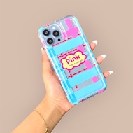 I.case_store 2 Airbag Transparent Pink Blue Image iphone 7 8 plus SE X Xs Xr Max 11 Pro Max 12 Mini 