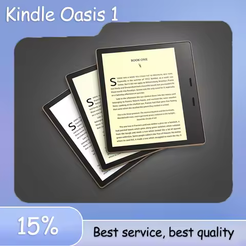 Used Kindle Oasis with Leather Charging Cover - Black, 6" High-Resolution Display (300 ppi)