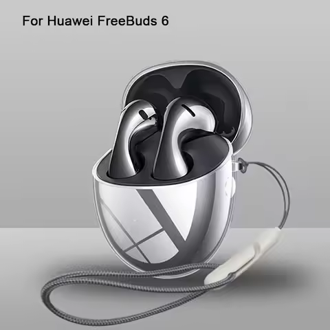 Transparent Case for Huawei FreeBuds 6 Soft TPU Protector Cover Shell with Lanyard Hook for Huawei F