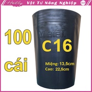 100 Chậu nhựa VĨ HIỀN C16 miệngcao 13.5x22.5cm trồng cây giống ăn trái và hoa siêu bền 77128