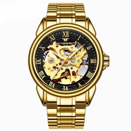 jam tangan pria mechanical automatic fngeen 8866 luxury business water - gold black
