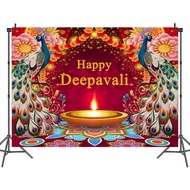 Red Happy Deepavali Backdrops Banner Decor India Festiva of Lights Diwali Party Photography Backdrop