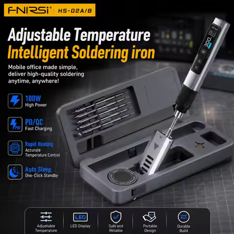 FNIRSI HS-02A/B 100W PD Soldering Iron DC 20V 100-450℃ Temp Control Ceramic Core Portable Welding St