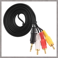 [M G L O] 4.9ft 3.5mm Plug to 3 RCA Male Adapter AV Extension Cable for TV VCD DVD