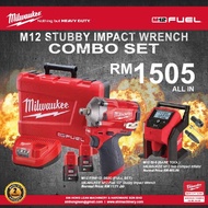 MILWAUKEE COMBO M12 FIWF12-302C M12 Fuel 1/2" Stubby Impact Wrench M12 BI M12 Sub Compact Inflator
