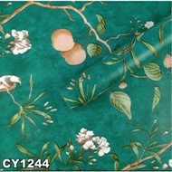 Wallpaper Dinding Motif Bambu Daun Walstiker Ruang Tamu Kamar Dapur Minimalis Warna Hijau