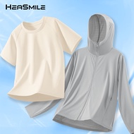 HeaSmile เซ็ท เสื้อกันแดดผู้ชาย กัน uv แขนยาว + เสื้อยืด ผ้าเย็น เสื้อคลุมกันแดด 200 UFP ใส่ได้ทุกวั