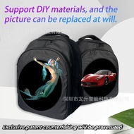 Kipas Holografik 3D Mudah Alih Beg Luar Luar Mesin Pengiklanan 30CM Tayangan Stereo Mata Telanjang P