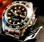 9成9新瑞士Technos GMT 20 ATM防水不銹鋼手錶