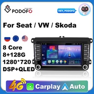 Podofo 2Din GPS Car Radio Android 9.1 carplay Wifi For VW/Volkswagen/Golf/Passat/SEAT/Skoda/Polo/Octavia Car Multimedia