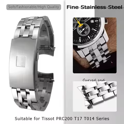 19mm 20mm Stainless Steel Silver Watch Strap for Tissot T 1853 T41 T17 T006 PRC200 T014 Curved End W