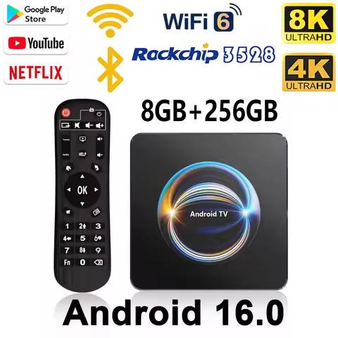 Android 16.0 Smart TV Box X66 HDR10+ RK3528 5G Dual Wifi6 8GB 256GB Bluetooth 5.2 8K Video Very Fast