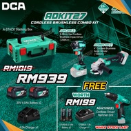 DCA ADKIT27 Cordless Brushless Combo Kit ADSM03-100 Angle Grinder + ADPL208 Impact Driver