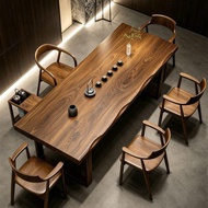 Solid wood large tea table, wooden tea station for home use, office tea table and chairs