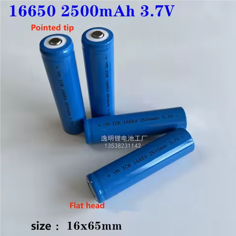 2pcs 3.7V 16650 Lithium Ion Rechargeable Battery 2500mAh 5C Power Lithium Battery for LED Flashlight