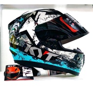 HELM KYT R10 SERI 3 AQUA PAKET GANTENG PULL MOTIP