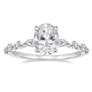 EAMTI 3 CT 925 Sterling Silver Ring Oval Cut Cubic Zirconia Engagement Solitaire Halo Promise Ring f