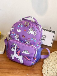 Mochila Infantil De Unicornio De Dibujos Animados, Linda Mochila Escolar Pequeña Impresa Para Niñas