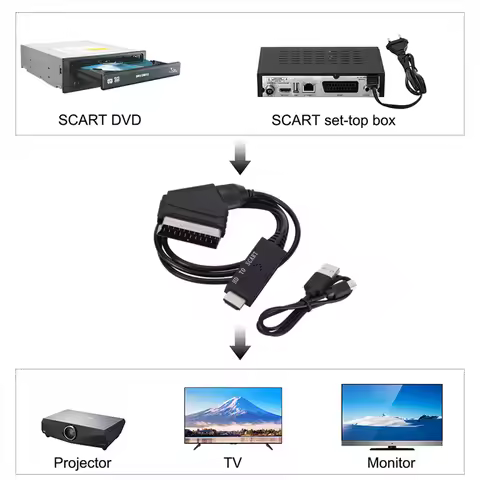 HD 1080P HDMI-compatible Input To Scart Video Output Audio Converter Adapter Compatible For Crt TV V