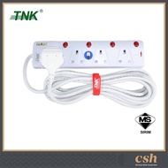 TNK 4 Gang Neon Extension Trailing Socket with 3 Pin 13 Amp Fuse Moulded Plug 5 meter (100% Pure Cop