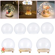 EWEA Glass cloche Fairy Lights Terrarium Tabletop Spherical Terrarium Transparent Bottle Glass Vase Wooden base