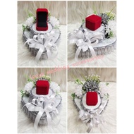 Gubahan bekas cincin risik/tunang/nikah-silver white(single ring)