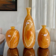 Set of 3 Solid Jade Emperor Dragon Water Hyacinth Vases, Exquisitely Handcrafted, Luxurious Display,