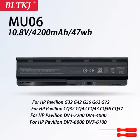 mu06 notebook battery for hp 10.8v Pavilion G4 G6 G7 CQ42 CQ32 G42 CQ43 G32 DV6 DM4 G72 593562-001 H