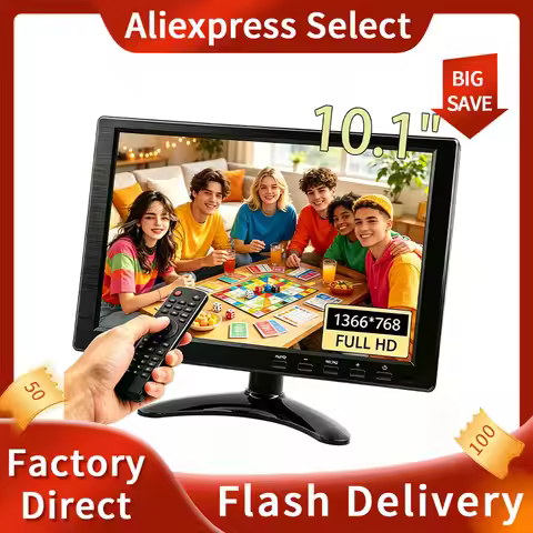 10.1-inch monitor with a resolution of 1366x768, compatible with TV boxes, computer hosts, and lapto