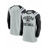 ナイキ シャツ トップス メンズ Men's Silver, Black Las Vegas Raiders Classic Arc Raglan Tri-Blend Long Sleeve T-sh