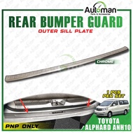 Rear Bumper Guard Outer Sill Plate Garnish Toyota Alphard ANH10 2002 - 2007 Black Chrome Carbon Inte
