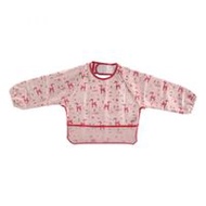 Richell 外出午餐寶寶 長袖防水餐用圍兜 粉紅色