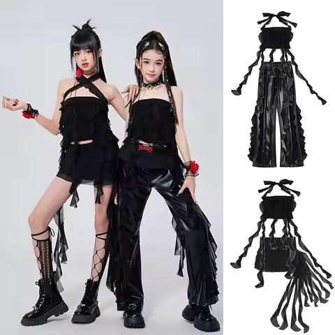 Children's K POP Stage Outfit Jazz Dance Costume Girls Hip-Hop Street Performance Clothing Girl Grou