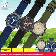 For Timex T2N739/T2N720/T2N721 TW2T76300 Waterproof Ventilate Nylon Watch Strap 24*16Mm Army Green Black Blue Canvas Watchband