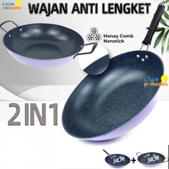 UNGU 2in1 Beautiful Stainless Steel Frying Pan Purple Color 34cm Non-Stick Frying Pan One/Two Handles Non-Stick Frying Pan Light Purple Teflon Frying Pan Stainless Steel Crock Stainless Steel Non-Stick Frying Pan Food Grade