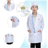 Cosplay Boys &amp; Girls Doctor Costume Kids Baju Doktor kanak-kanak Malaysia Kostum Budak Bulan Sabit Lab Coat