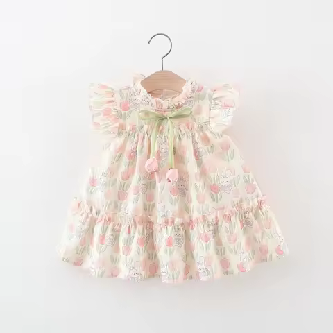 Summer New Cute Rabbit Baby Girl Dress Sweet Tulip Children'S Clothing (9 Months -4 Years Old)