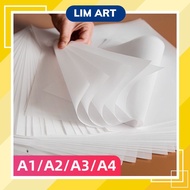 Set of 10 sheets of clear scanning paper, tracing paper ART stencils size A2 A3 A4 weight 73gsm LIM 