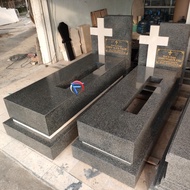 Kijingan makam kristen salib batu granit impala 160x60