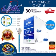 LINK American Standard สายแลนภายใน CAT6 สีฟ้า มีความยาว 100 - 305เมตร รุ่น US-9106A / - 1