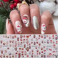 4pcs Christmas Glitter Manicure Relief Stickers - Santa Claus, Snowman, Snowflakes, Elk, Gingerbread