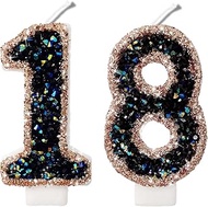 2.8" Blue Black Glitter Number Candles 18-81st Birthday Gifts for Women Men Birthday Decorations Bir