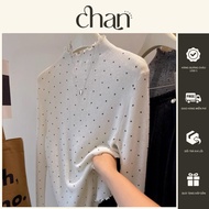 Korean style high neck thermal shirt with polka dots Heattech Woman Thermal Wear Woman Winter Therma