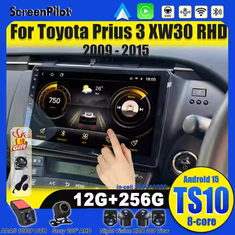 For Toyota Prius 3 XW30 2009 - 2015 Android 15 Car Radio Stereo Head Unit Mirror Link GPS Navigation
