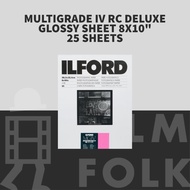 ILFORD MULTIGRADE IV RC DELUXE GLOSSY SHEET 8X10" 25 SHEETS - DARKROOM PAPER