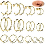 18G/20G/22G Stainless Steel Hoop Nose Ring Cartilage Earring for Women Men Softened Double Hoop Nose