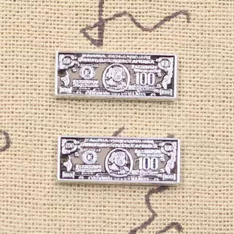 20pcs Charms Money 100 Dollars 8x21mm Antique Silver Color Pendants DIY Crafts Making Findings Handm